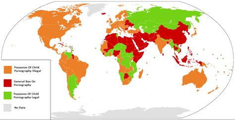 Legality of child pornography .